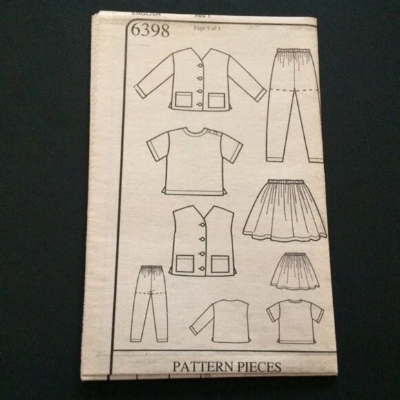 New Look Pattern 6398 Childs Kids Jacket Vest Top Skirt Pants Shorts 2-7 Uncut - Picture 7 of 10